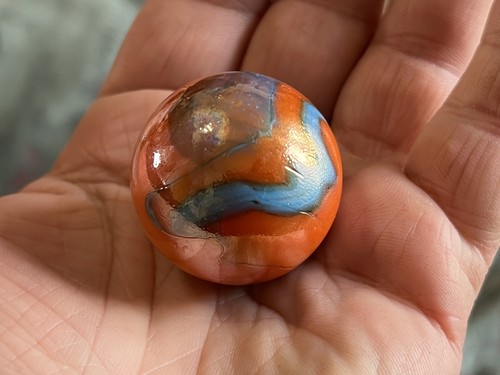 Large orange blue glass - large, blue,