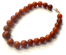 Vintage Dark Amber Bakelite Carnelian Beaded Necklace (StM)
