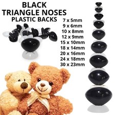 BLACK TRIANGLE NOSES with PLASTIC BACKS - Animal Safety Nose for Soft Toys