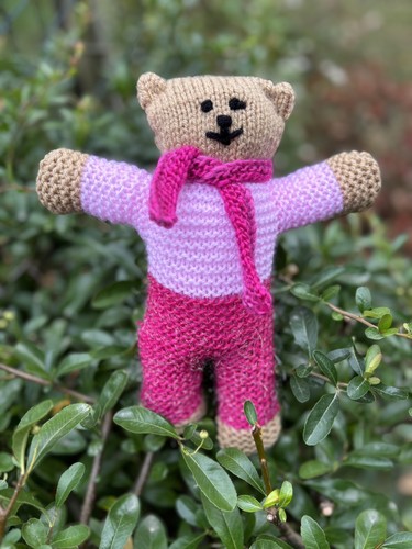 Handmade knitted teddy - knitted,