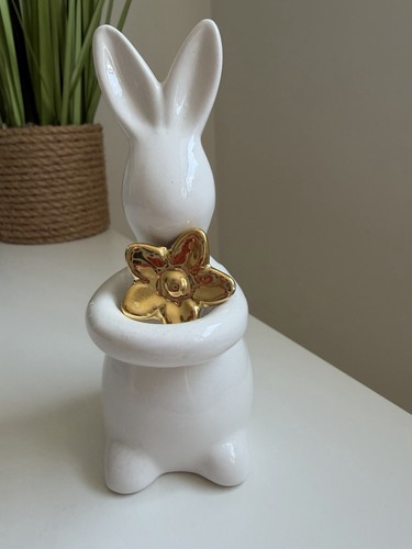 White ceramic rabbit bunny - white,