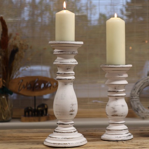 Candle stand whitewash classic - candle,