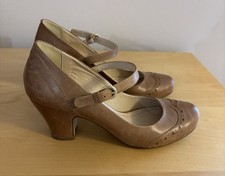 Radley ‘Catherine’ Mary Jane Style Shoes Tan Leather Mid Heel Size 37 VGC