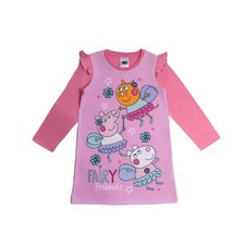 Girls Peppa Pig Long Sleeve Nightdress Fairy Friends Pyjamas Pjs Kids Nightwear