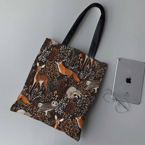 Forest wildlife canvas tote - wildlife,