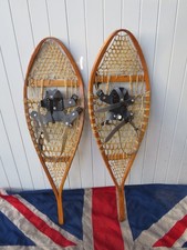 ANTIQUE VINTAGE RETRO OLD WOODEN  CANADIAN SNOWSHOES SKI WINTER ALPINE LODGE VM