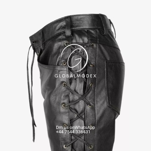 Men black leather - leather, lace-up
