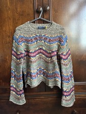 Polo Ralph Lauren Cropped Wool Jumper Fair Isle Zigzag Alpaca Cashmere