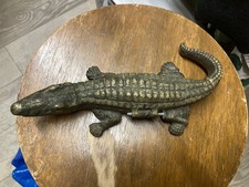 Antique 1920's Linton brass or Bronze? Crocodile ashtray /vesta/ cigarette box