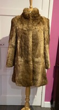 Vintage Femina Furs  100% Rabbit Fur Coat Long Sleeve Size 10 Brown Lined