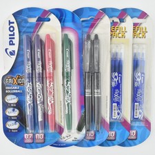 6x Pilot Frixion Erasable Pen Pink, Purple, Green, Black + 6x Blue Refills