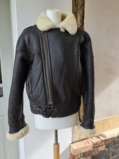 Vtg Sheepskin Leather Bomber