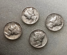 4x XF VINTAGE MERCURY DIMES