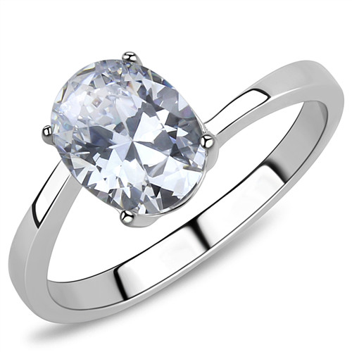 Silver oval ring - , ladies