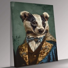 Badger  as Human in Clothes  Canvas Wall Art Picture Print Ready To Hang