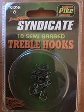 Dinsmores Syndicate 10 Semi Barbed Size 6 Treble hooks - Pike & Predator Fishing