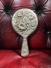 A Japanese Antique Repoussé Vanity Dresser Hand Mirror