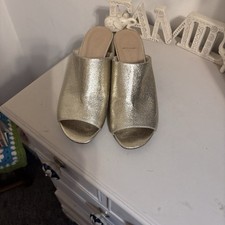MARKS & SPENCER Open Toe Mule Sandals - Gold - UK 3.5 