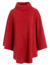 Ladies Women Warm Fleece Polo-Neck Ponchos/Capes Plus Size 14-32