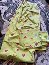 Next kids bedroom green heart/flowers printed curtains x2