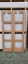 24" Pre-finished 4 Light Oak Shaker Style Clear Glazed doors x2 with Pairmaker