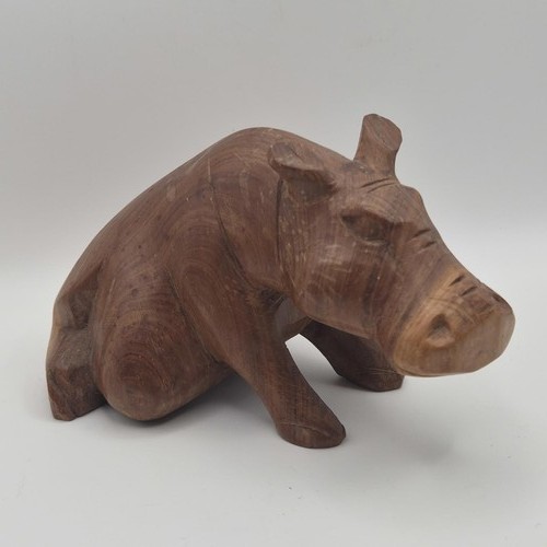 Hand carved wooden hippo - wooden,