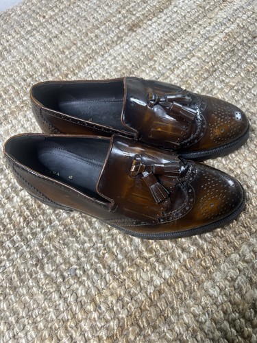 Brown leather loafers - brown,