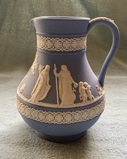 Wedgwood Blue Jasperware Handled Jug 13cm Tall Made In England