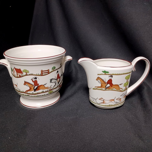Coalport hunting scene - scene, milk