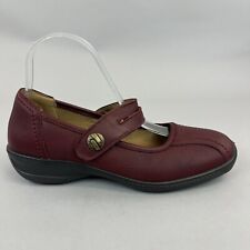 Hotter Karen Burgundy Leather Flat Mary Jane Granny Comfort Sandals Shoes UK5