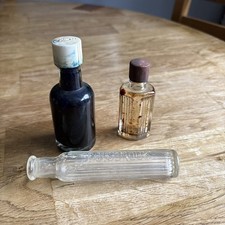 Antique victorian bottles x 3 apothecary J LYONS Ink Poisonous poison 