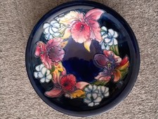 Moorcroft Pottery Orchid Pattern Large Shallow Bowl signed Walter Moorcroft 