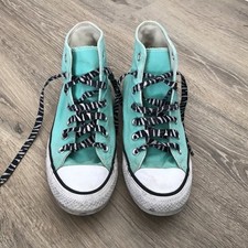Womens Converse All Star Turquoise High Top Trainers UK 5.5 With Zebra Laces