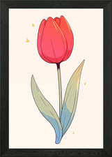 Single Red Tulip Framed Wall