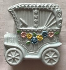 VTG 1970s~Beautiful Blue/Aqua Babies Birth~Flower Vase/Planter~Vintage Car~Used