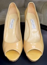 Jimmy Choo Beige Patent Leather Size 42 Peep Toe Shoes