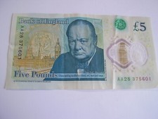 AA28 Bank Of England £5 Five Pound Note QUEEN'S HEAD Plastic/Polymer AA28 375601