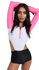 Beach Riot Bethany Springsuit Black/Pink Color-Block MD
