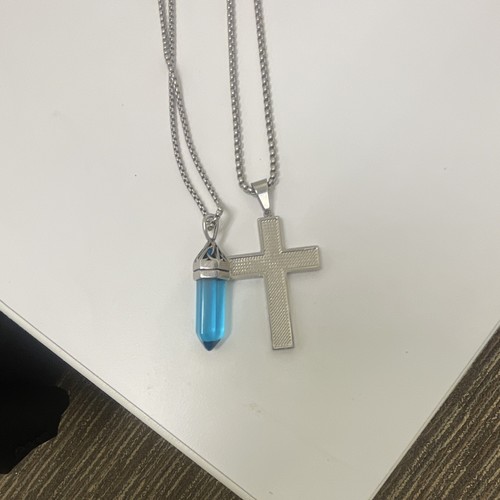 Light blue crystal necklace - light,