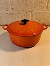 Le Creuset 26cm Casserole Cooking Pot Pan Volcanic Orange Cast Iron With Lid