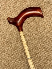 Antique Flexible Shark Vertebrae Marine Nautical Stick / Cane - Mahogany Handle