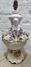  Large Vintage Capodimonte Cherub Putti Lamp table ceramic