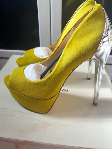 Topshop yellow suede platform - yellow,