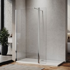 Walk In Shower Enclosure 8mm Glass Screen With 300mm Flipper Panel Optionl Tray