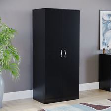 SALE 2 Door Wardrobe Wooden Bedroom Furniture Hanging Storage Black