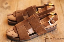 Grenson Brown Leather Suede Sandals Sliders Shoes Men's UK 8 F US 9 EU 42