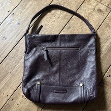 White Stuff - Slouch Bag Shoulder - Leather Purple Brown