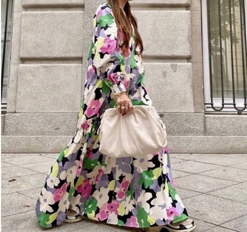 Colour floral maxi dress - colour,