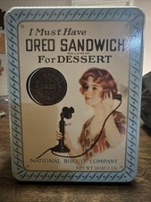 Vintage Oreo Sandwich Cookie Tin Nabisco 1986  - Replica of 1918 Advertisement 