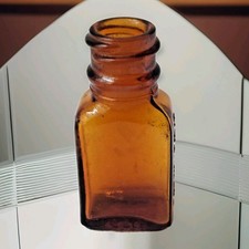 Vintage Parke-Davis Little Brown Glass Pill Bottle Embossed w/ Name c1